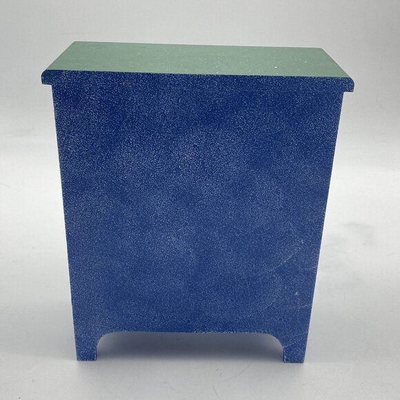 Christmas Winter Snowman Jewelry Box Trinket‎ Storage 2 Drawer Wood Chest Blue - Picture 6 of 11